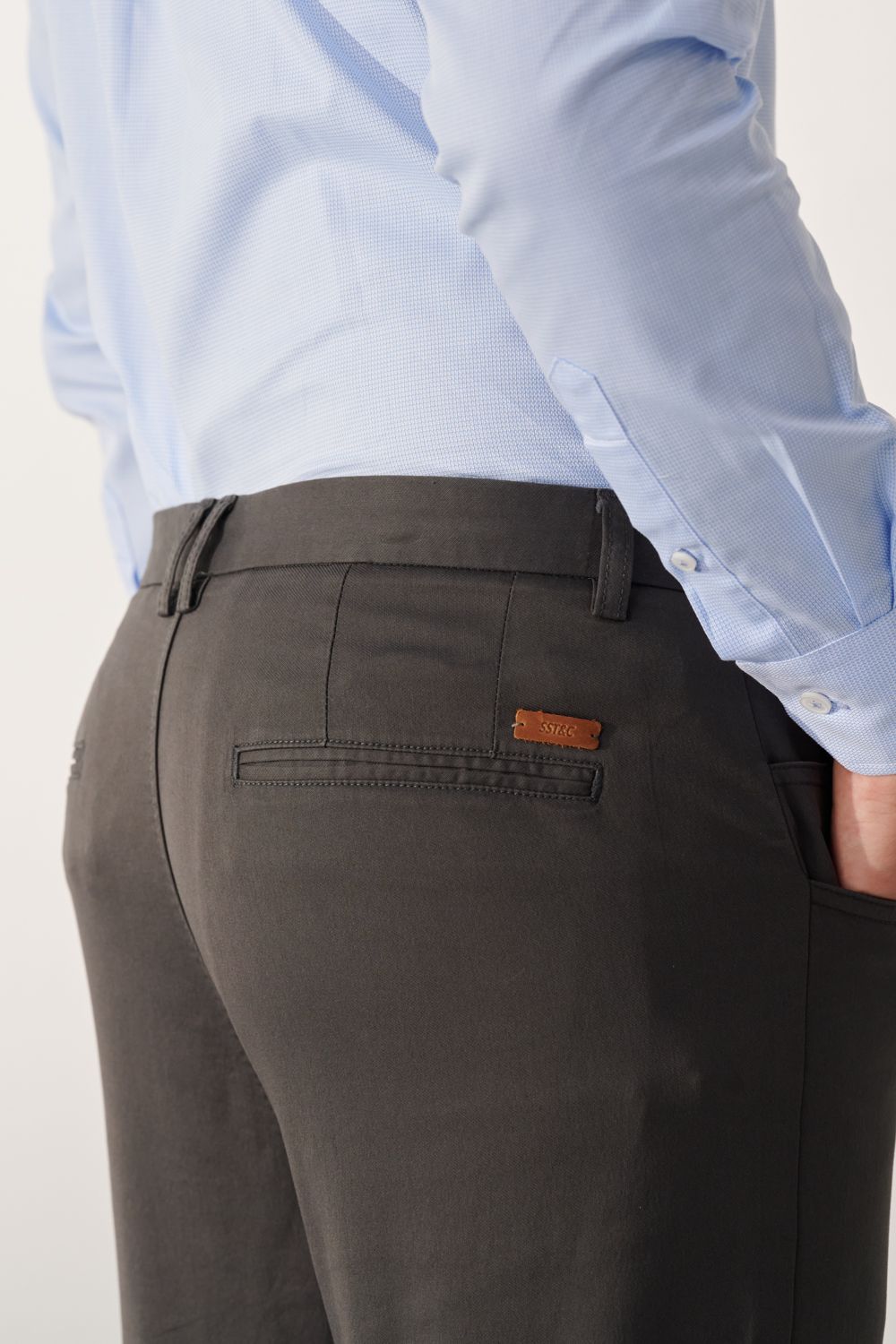 SST&C Dark Gray Slim Fit Elastic Casual Trousers | 00162408001_6