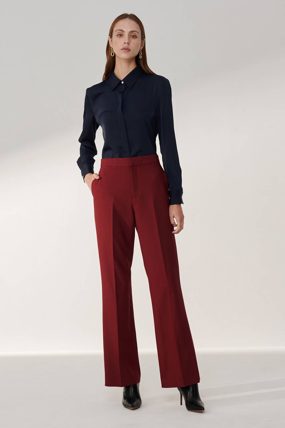 SST&C Dark Blue Mercerized Slim Fit Dress | 01082408002_2