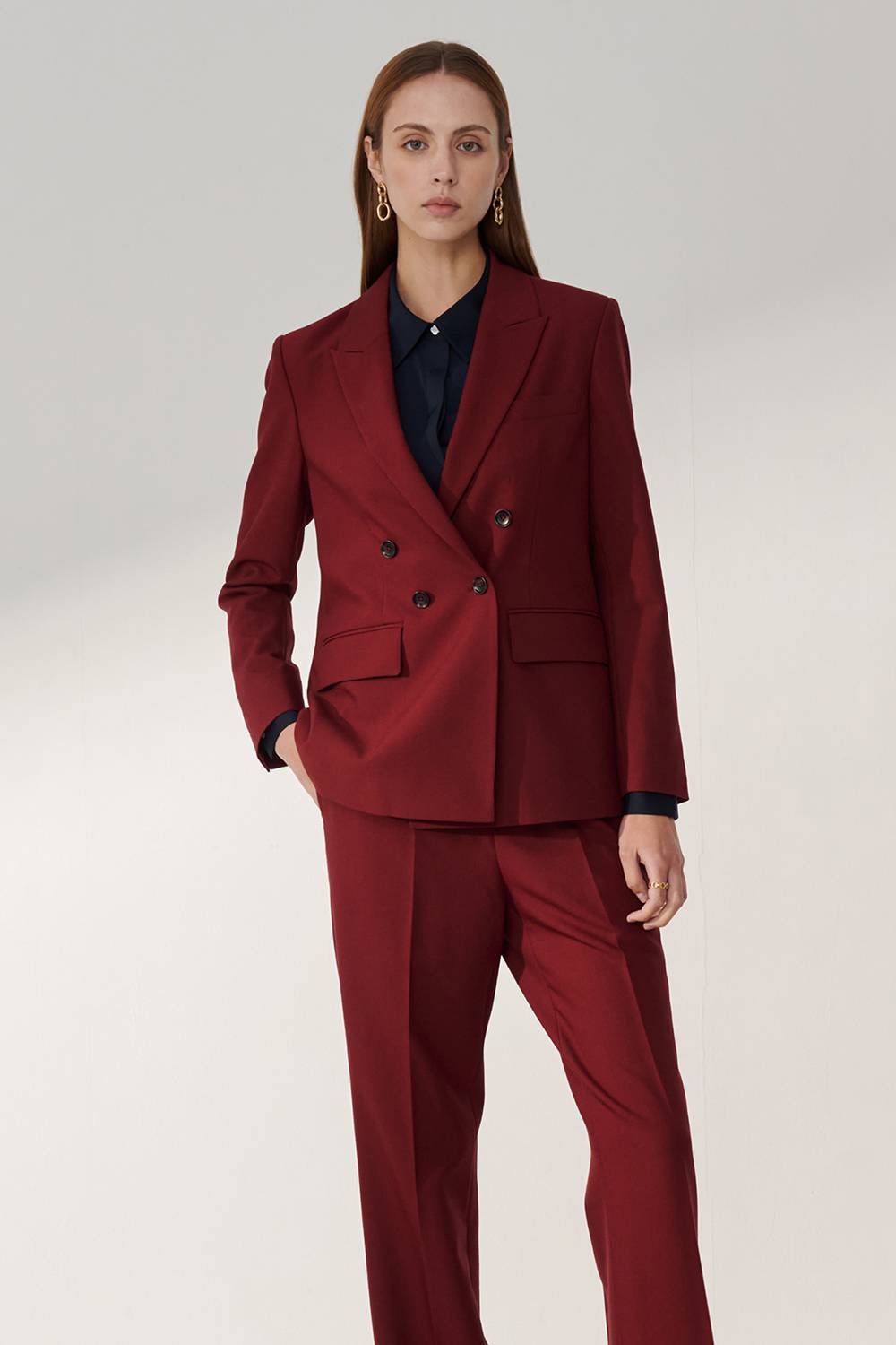 SST&C Dark Blue Mercerized Slim Fit Dress | 01082408002_4