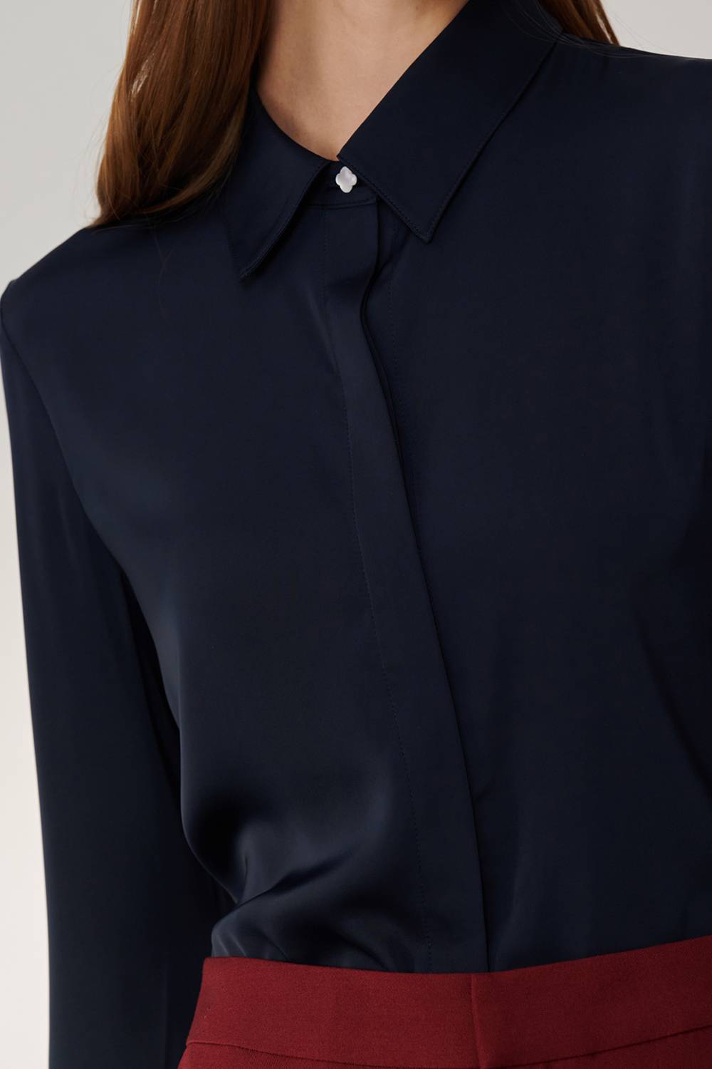 SST&C Dark Blue Mercerized Slim Fit Dress | 01082408002_6