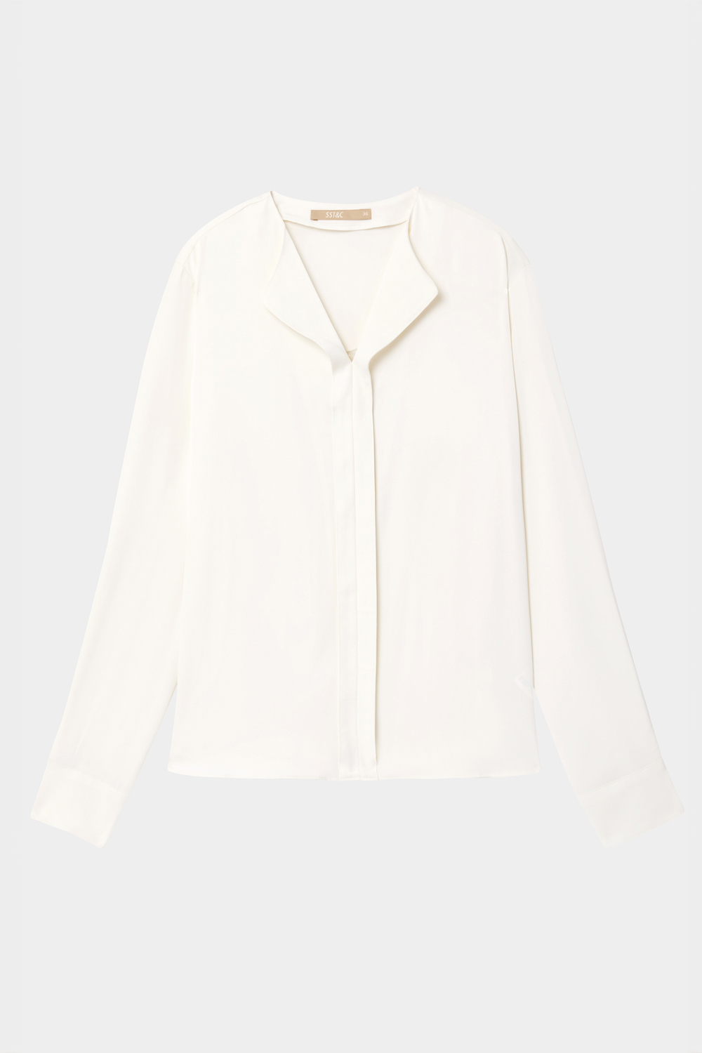 SST&C Cream White Mercerized V-Neck | 01082408003_7