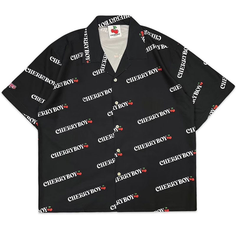 CHERRYBOY CB24010-BK FULL PATTERN SHIRTS 滿版櫻桃 短袖襯衫 (黑色)_1