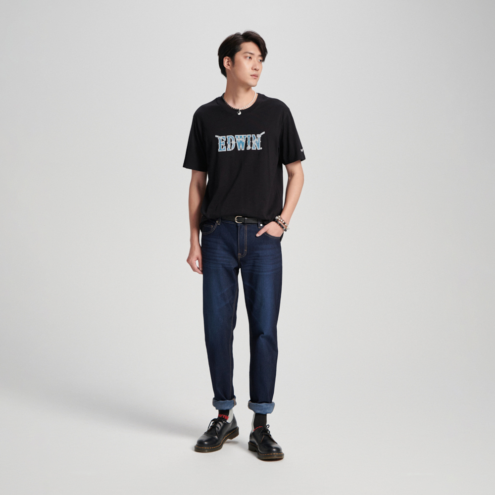 EDWIN｜加大碼｜男裝｜牛仔布紋印花短袖T恤