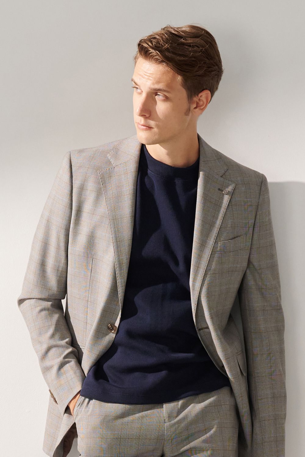 SST&C Classic Light Gray Welsh Check Pattern Slim Fit Suit Jacket | 00012408002_5