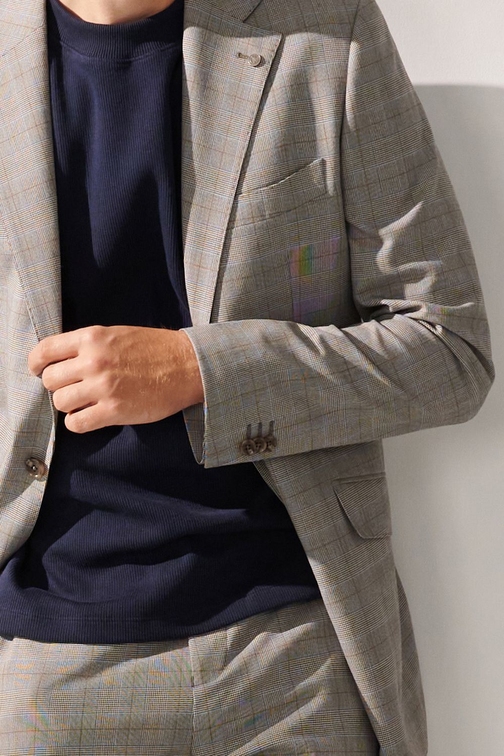 SST&C Classic Light Gray Welsh Check Pattern Slim Fit Suit Jacket | 00012408002_6