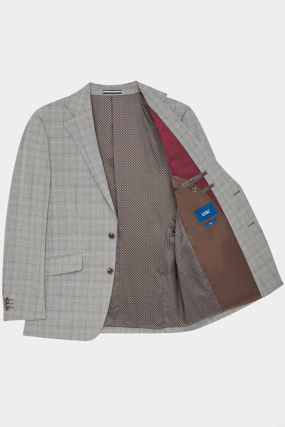 SST&C Classic Light Gray Welsh Check Pattern Slim Fit Suit Jacket | 00012408002_8