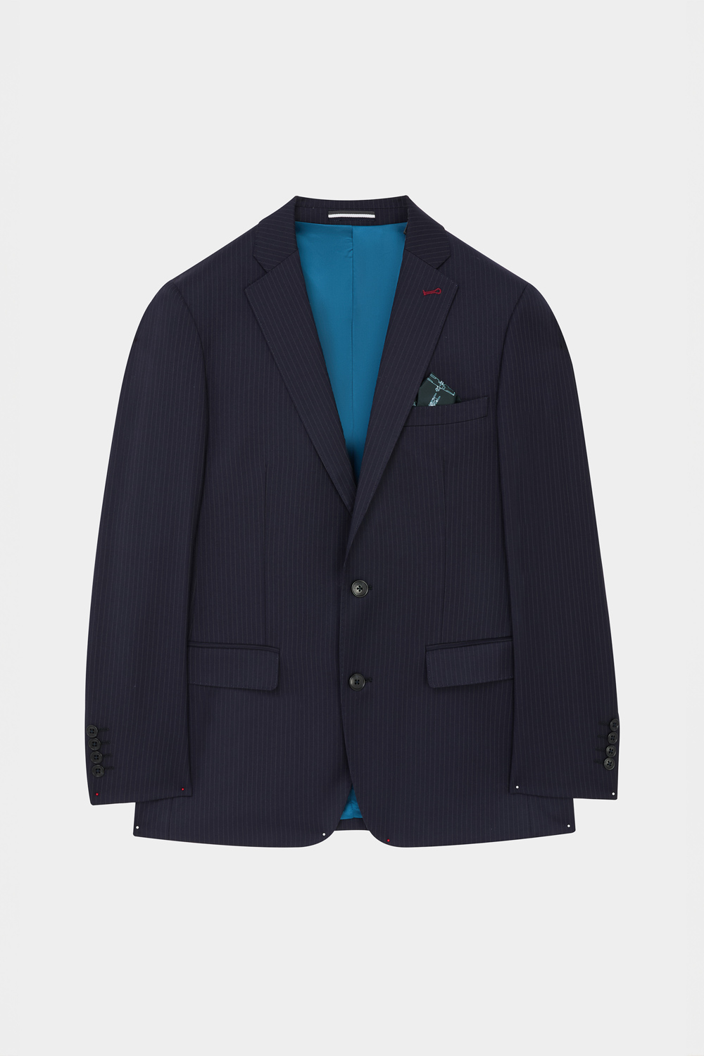 SST&C Classic Navy Blue Straight Stripe Tailored Suit Jacket | 00012408003_7