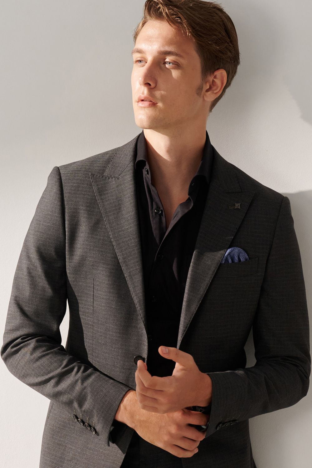 SST&C Classic Dark Gray Check Pattern Tailor'S Suit Jacket | 00012408004_1