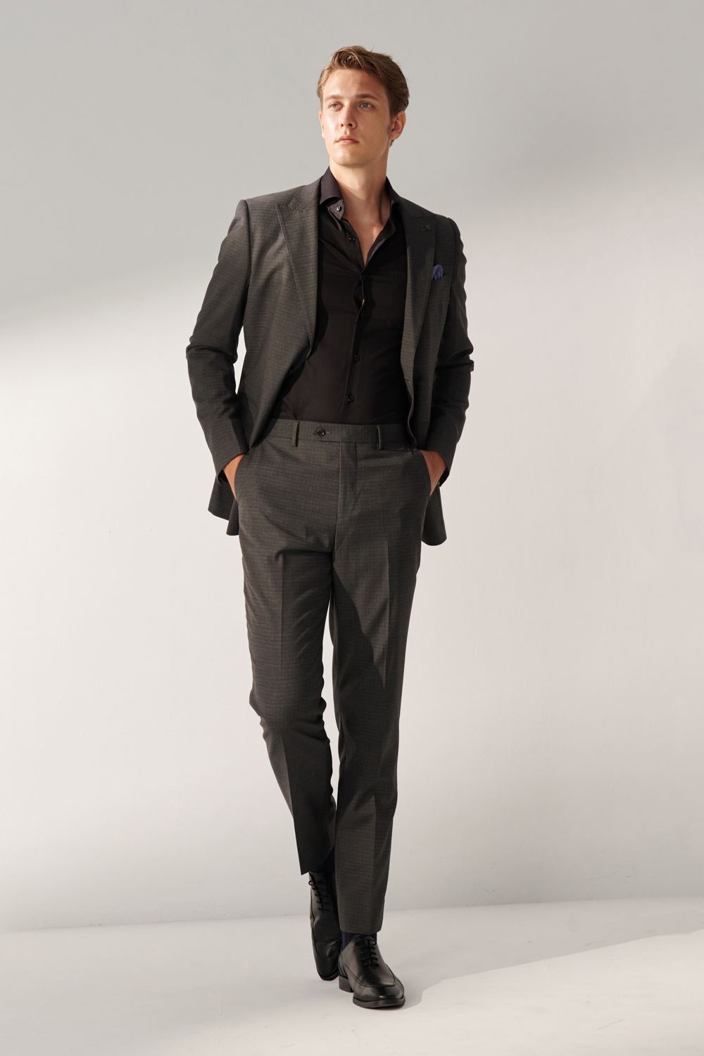 SST&C Classic Dark Gray Check Pattern Tailor'S Suit Jacket | 00012408004_2