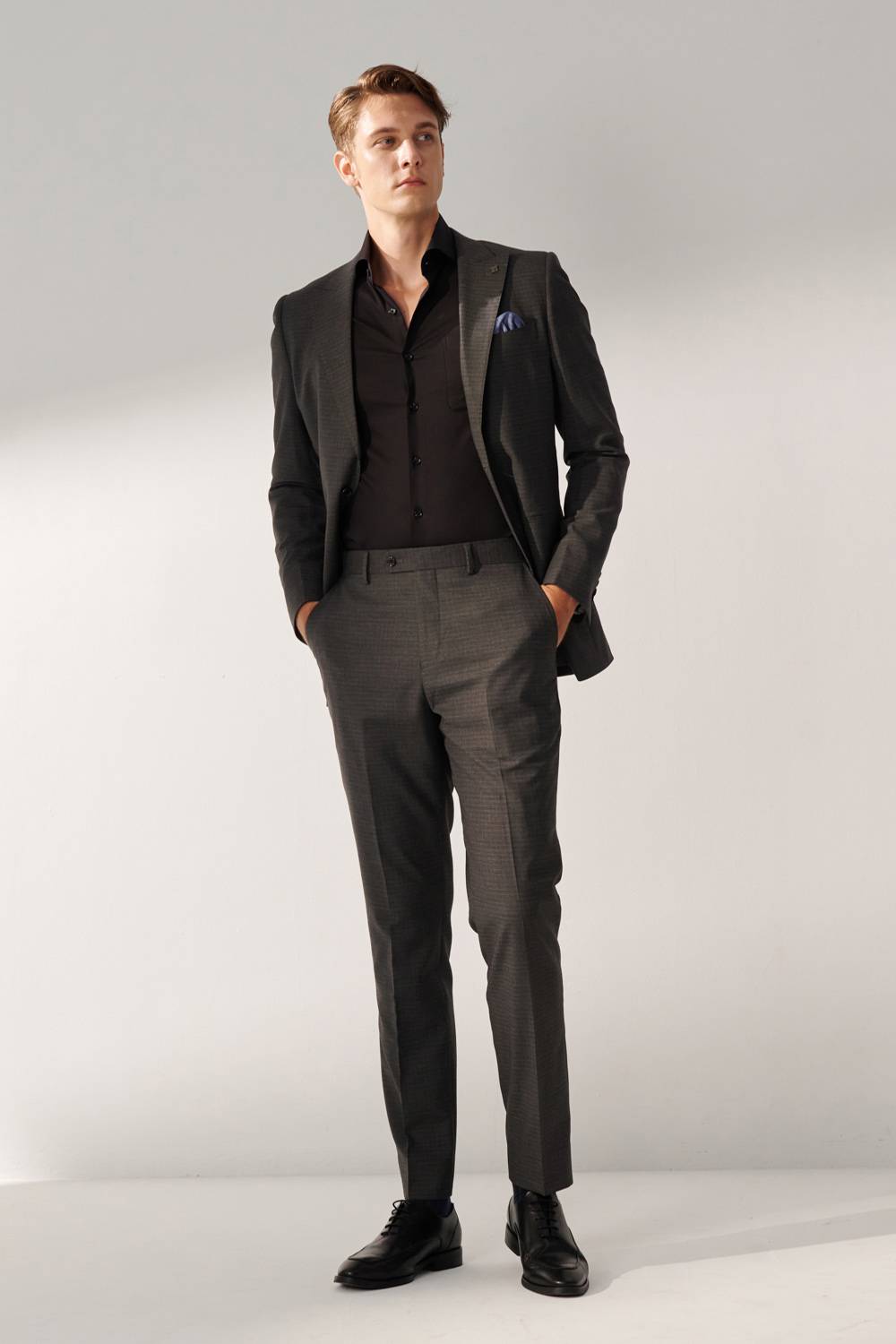 SST&C Classic Dark Gray Check Pattern Tailor'S Suit Jacket | 00012408004_3