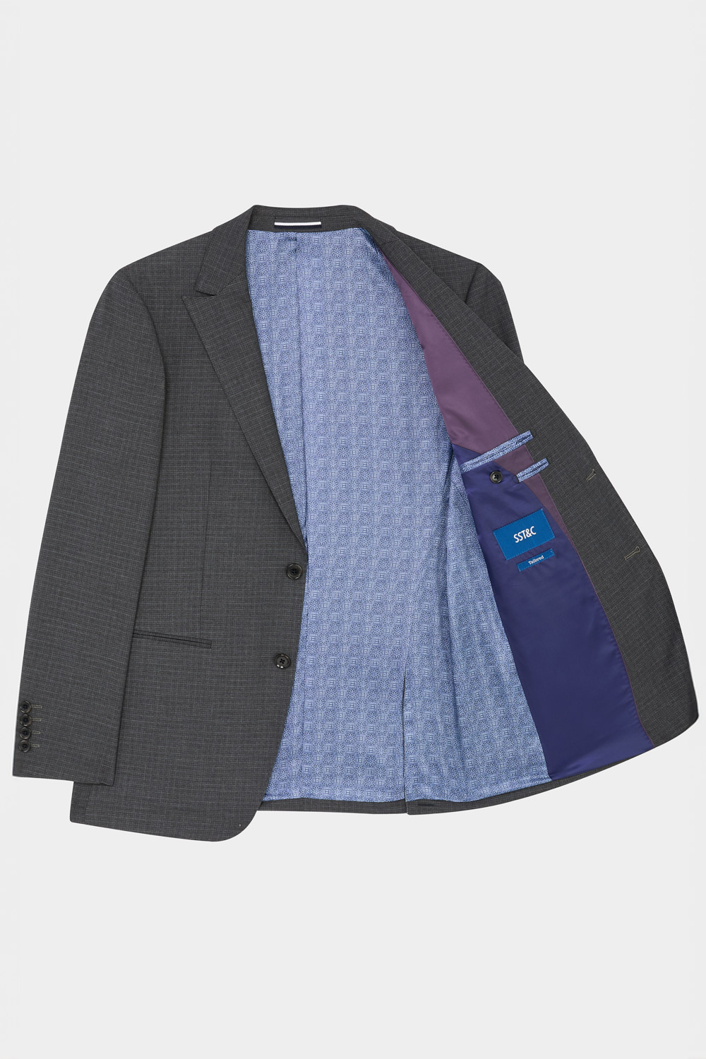 SST&C Classic Dark Gray Check Pattern Tailor'S Suit Jacket | 00012408004_8