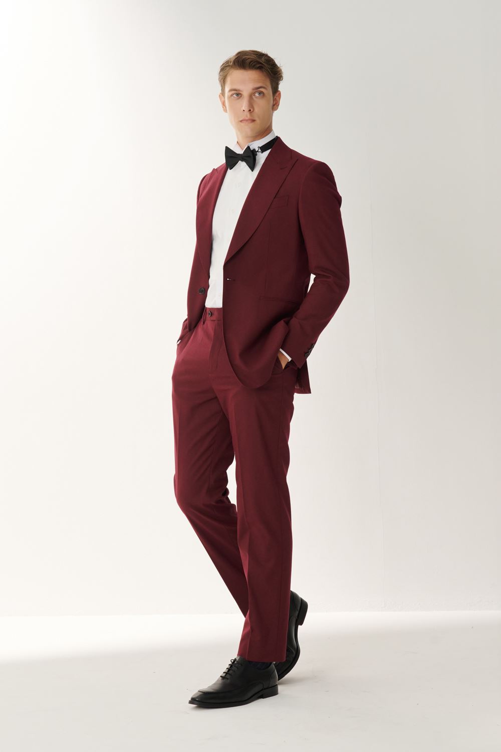 SST&C Classic Burgundy Evening Slim Fit Suit Jacket | 00012408008_3