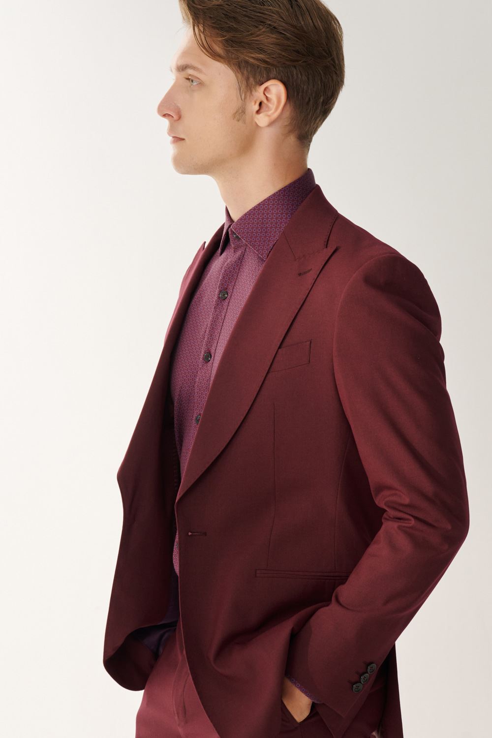 SST&C Classic Burgundy Evening Slim Fit Suit Jacket | 00012408008_5