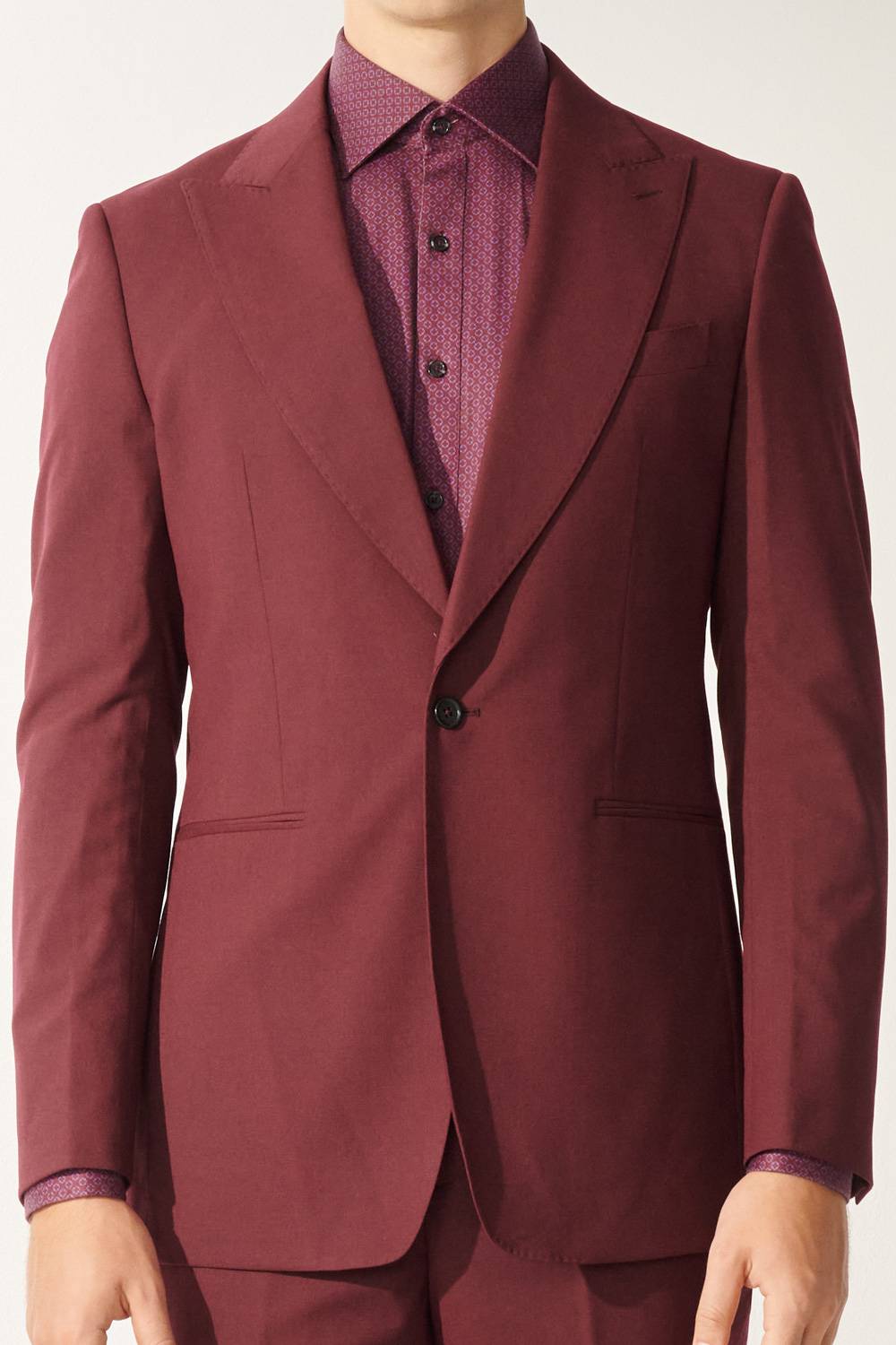 SST&C Classic Burgundy Evening Slim Fit Suit Jacket | 00012408008_6