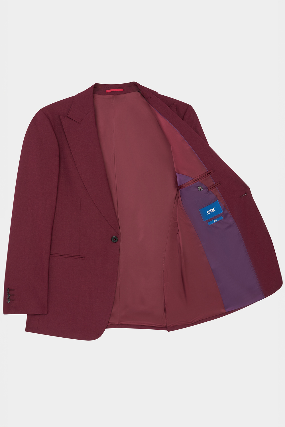 SST&C Classic Burgundy Evening Slim Fit Suit Jacket | 00012408008_8