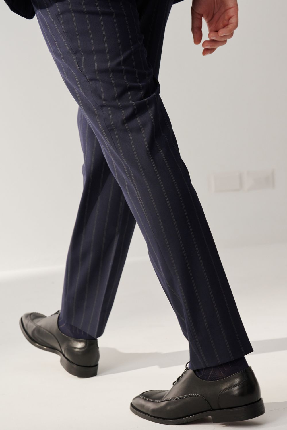 SST&C Classic Navy Blue Straight Stripe Slim Fit Suit Trousers | 00022408001_6