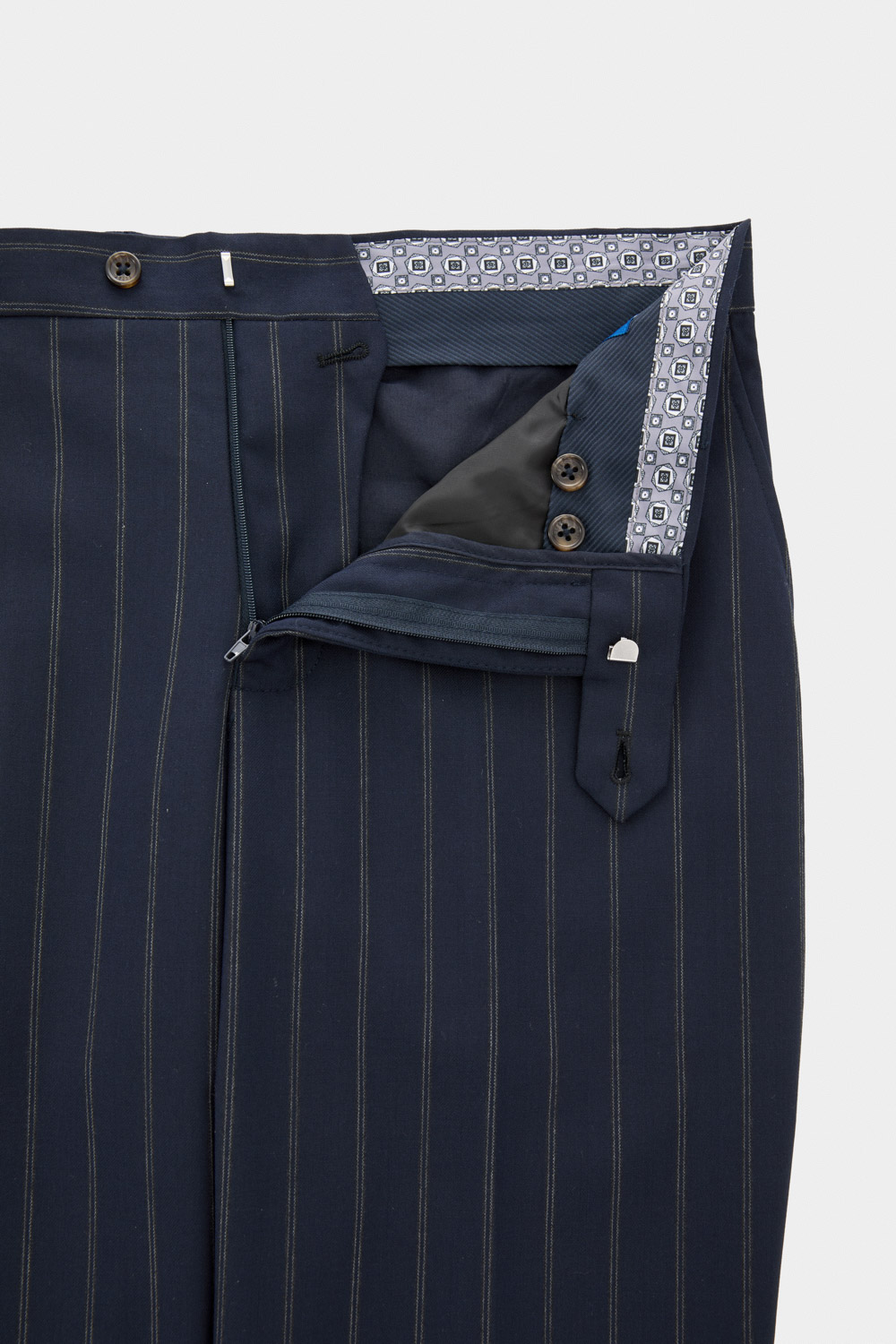 SST&C Classic Navy Blue Straight Stripe Slim Fit Suit Trousers | 00022408001_8