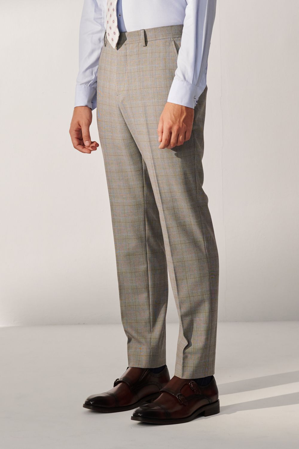SST&C Classic Light Gray Welsh Check Pattern Slim Fit Suit Trousers | 00022408002_6