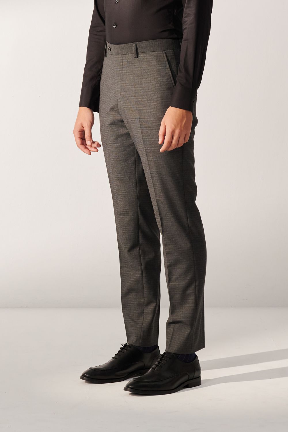 SST&C Classic Dark Gray Check Pattern Tailored Suit Trousers | 00022408004_6