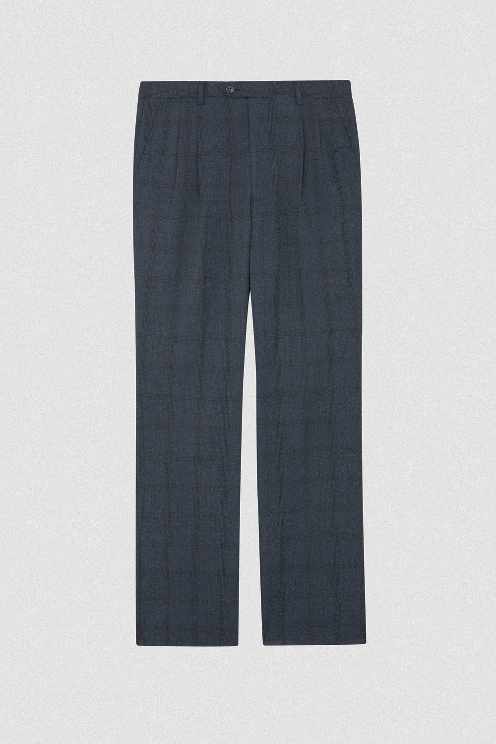 SST&C Classic Navy Check Pattern Loose Suit Trousers | 00022408005_7