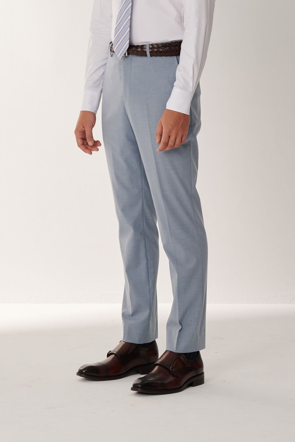 SST&C Classic Sky Blue Plain Tailored Suit Trousers | 00022408010_6