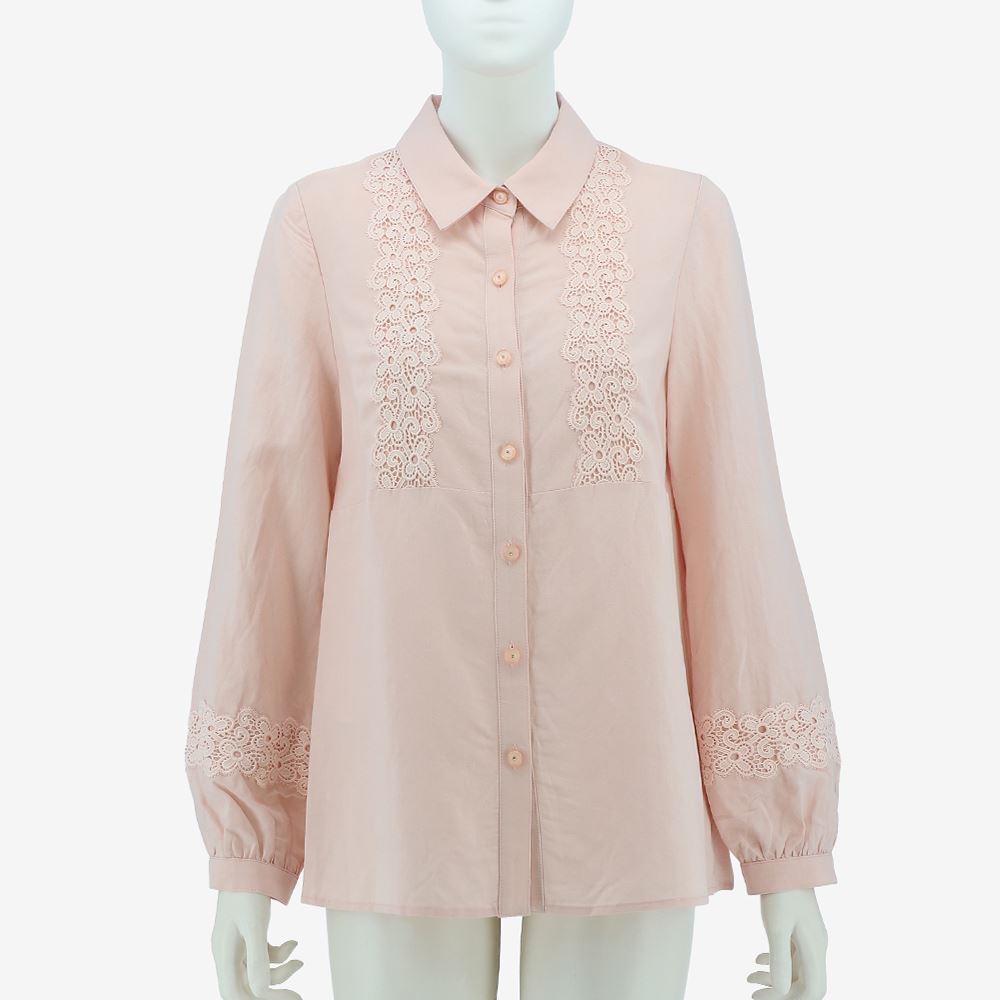 ILEY伊蕾 蕾絲縲縈襯衫(淺粉；M-XL)_0