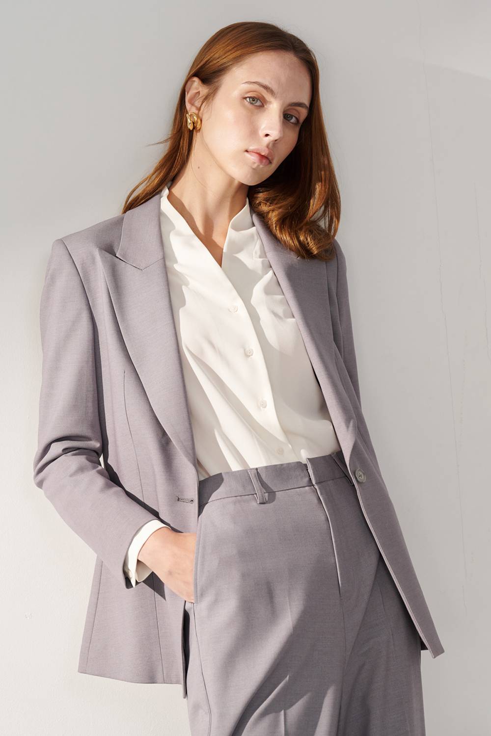 SST&C Textured Gray Sword Collar Loose Long Suit Jacket | 01012408001_0