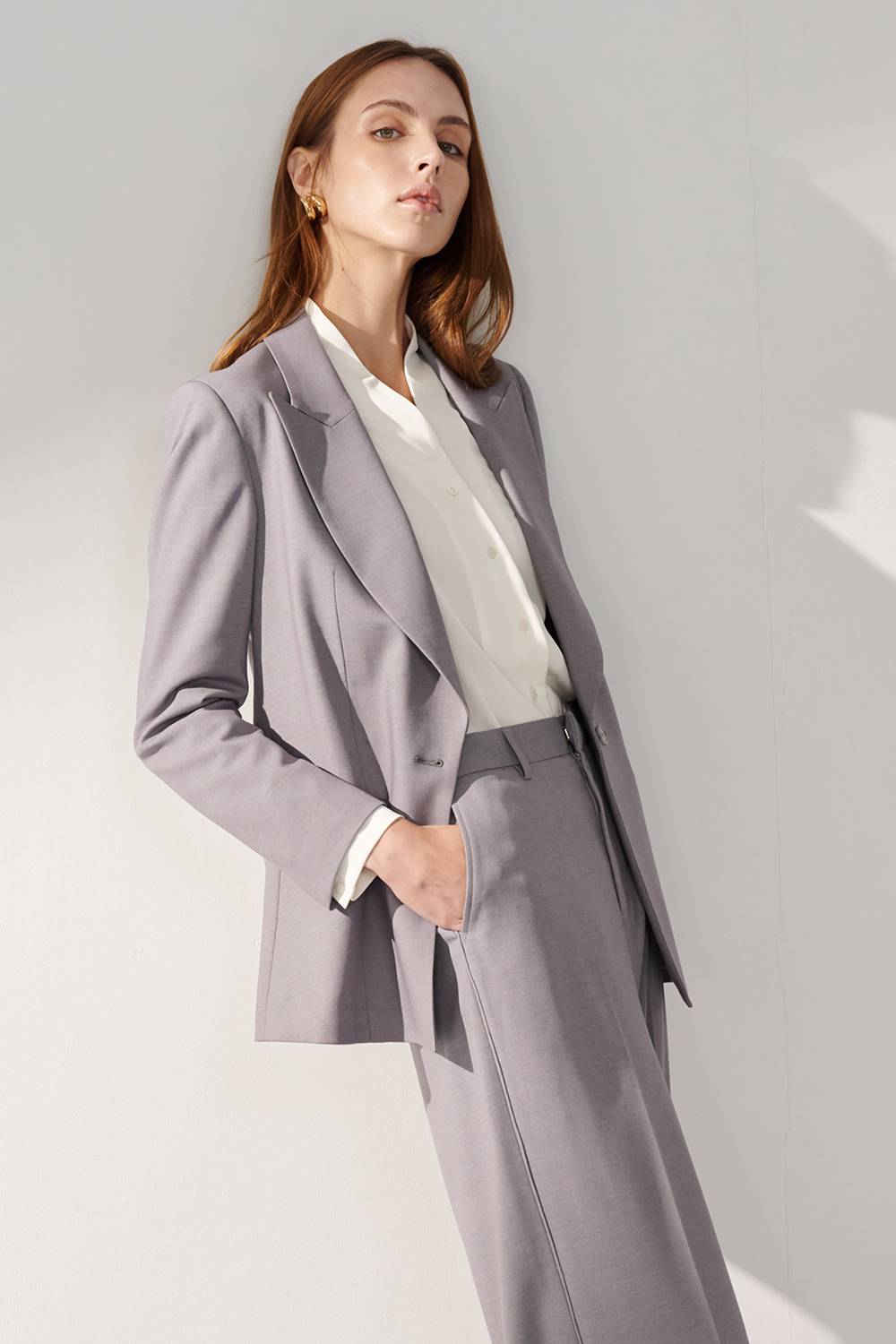 SST&C Textured Gray Sword Collar Loose Long Suit Jacket | 01012408001_2