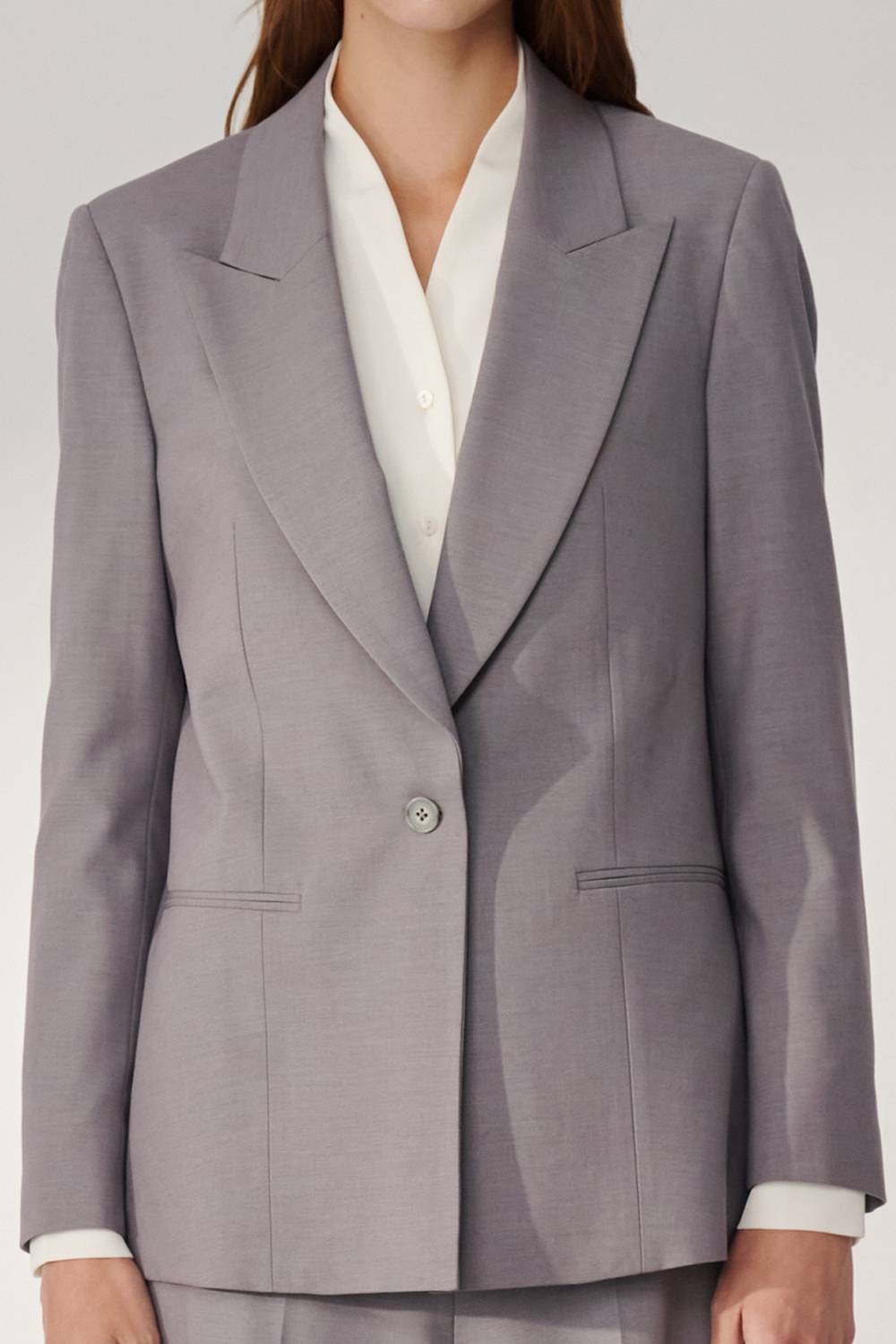 SST&C Textured Gray Sword Collar Loose Long Suit Jacket | 01012408001_6
