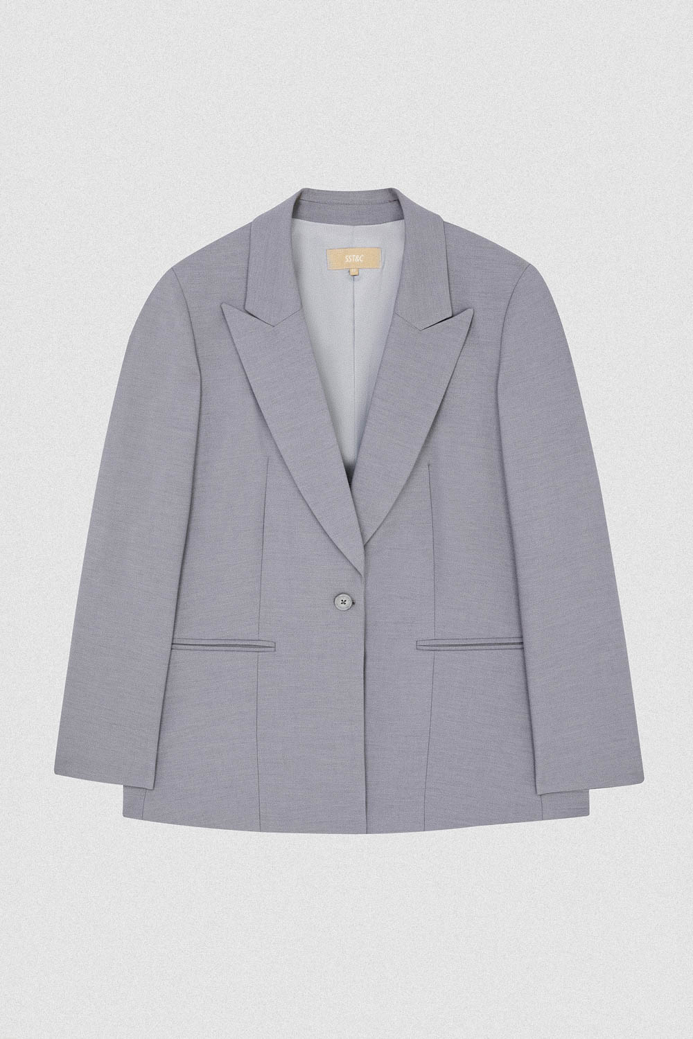 SST&C Textured Gray Sword Collar Loose Long Suit Jacket | 01012408001_7