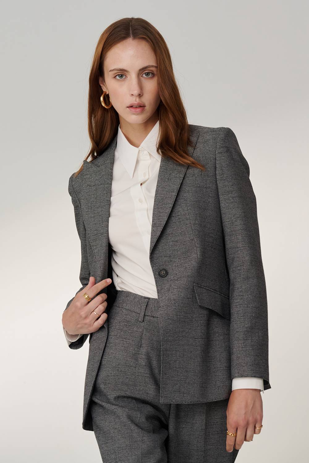 SST&C Iron Gray Sword Collar Mid-Length Suit Jacket | 01012408002_0