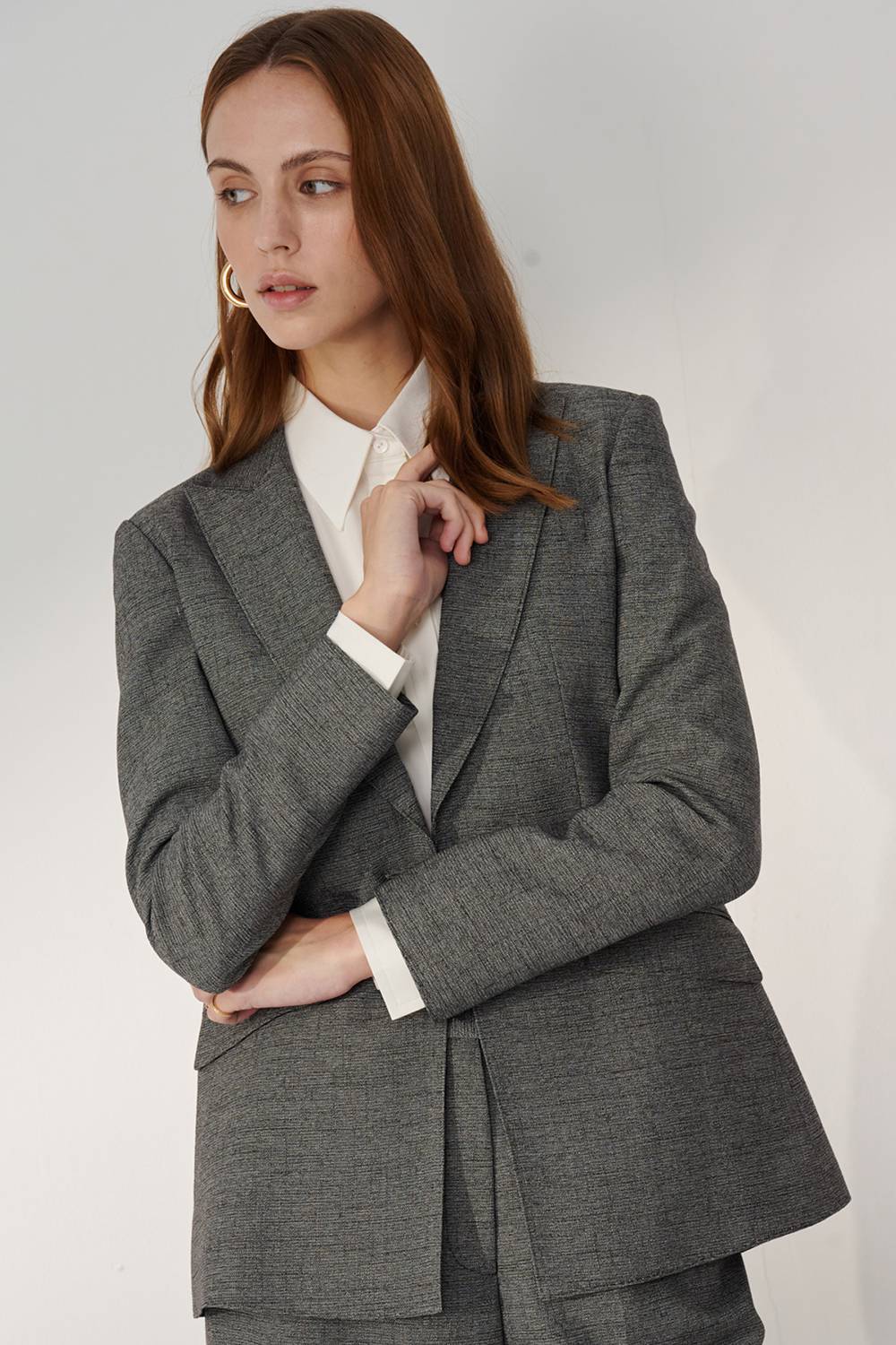 SST&C Iron Gray Sword Collar Mid-Length Suit Jacket | 01012408002_1