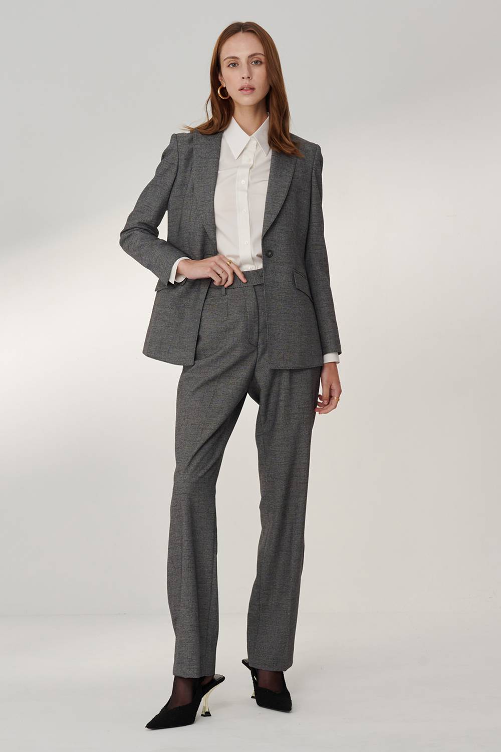 SST&C Iron Gray Sword Collar Mid-Length Suit Jacket | 01012408002_3