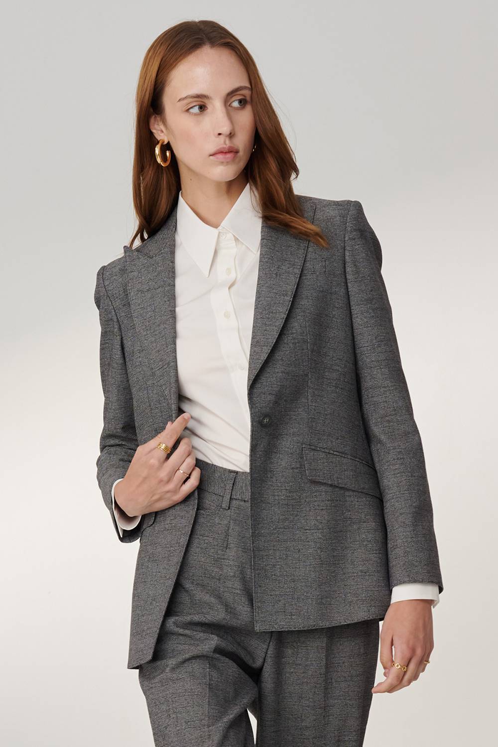 SST&C Iron Gray Sword Collar Mid-Length Suit Jacket | 01012408002_4