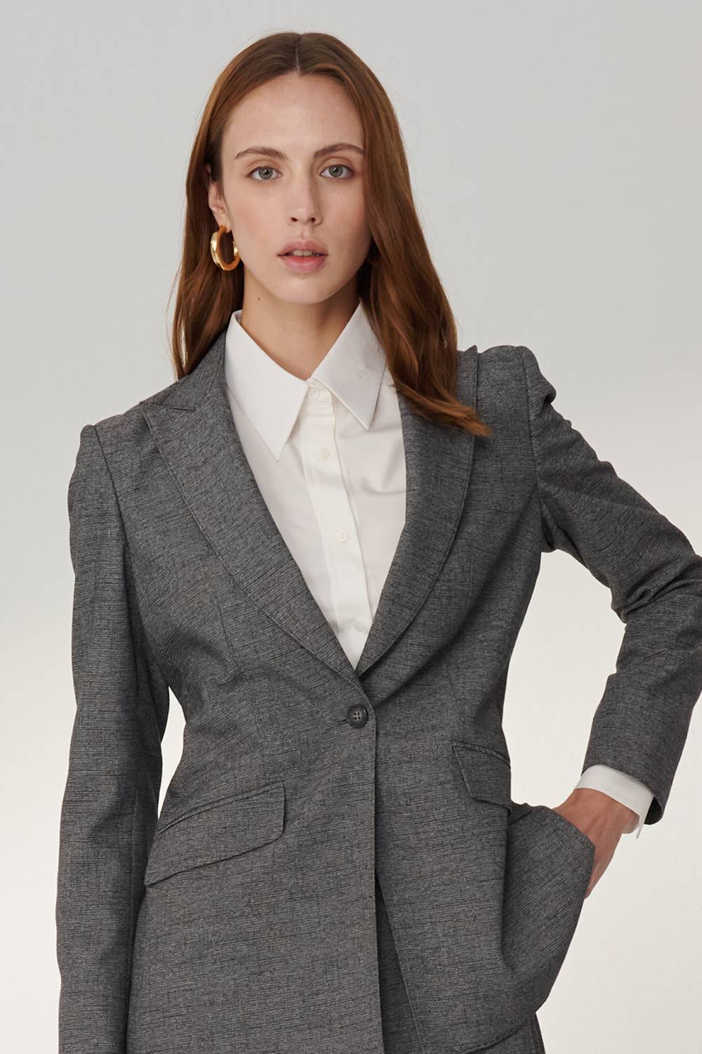 SST&C Iron Gray Sword Collar Mid-Length Suit Jacket | 01012408002_5