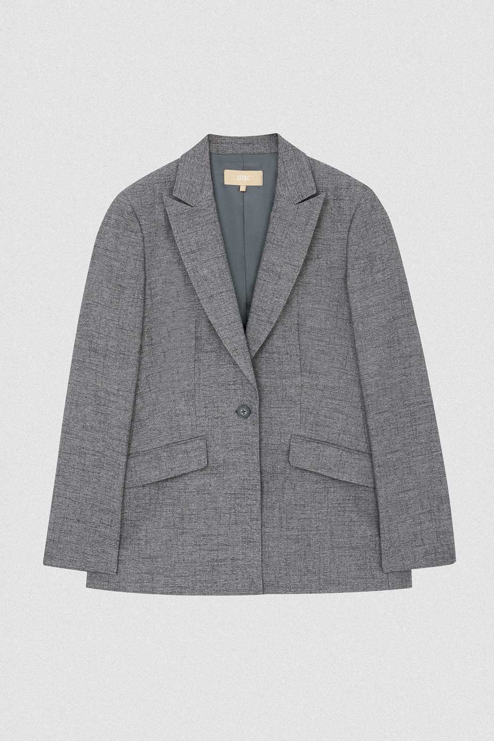 SST&C Iron Gray Sword Collar Mid-Length Suit Jacket | 01012408002_7