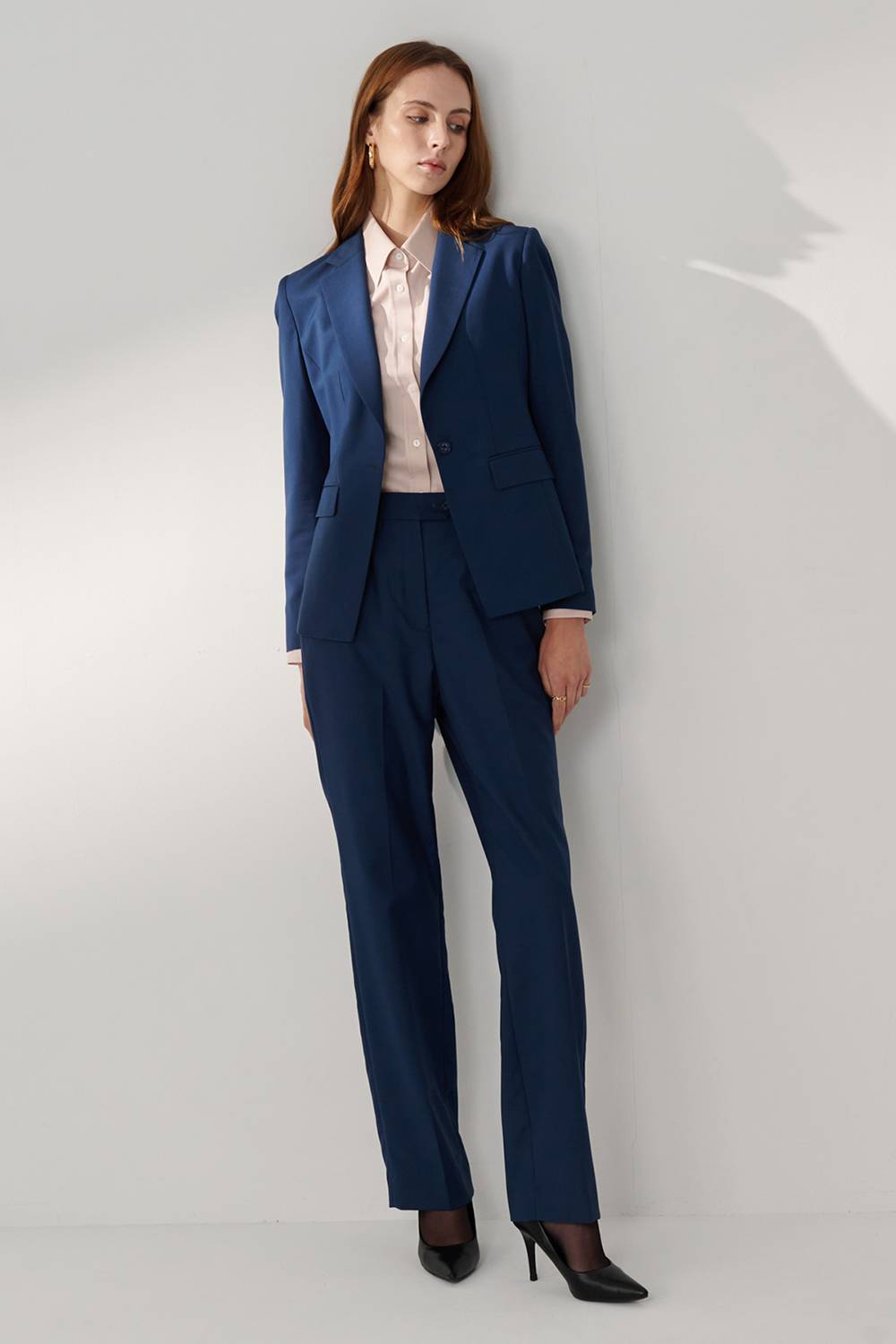 SST&C Prussian Blue Square Collar Fitted Suit Jacket | 01012408003_3