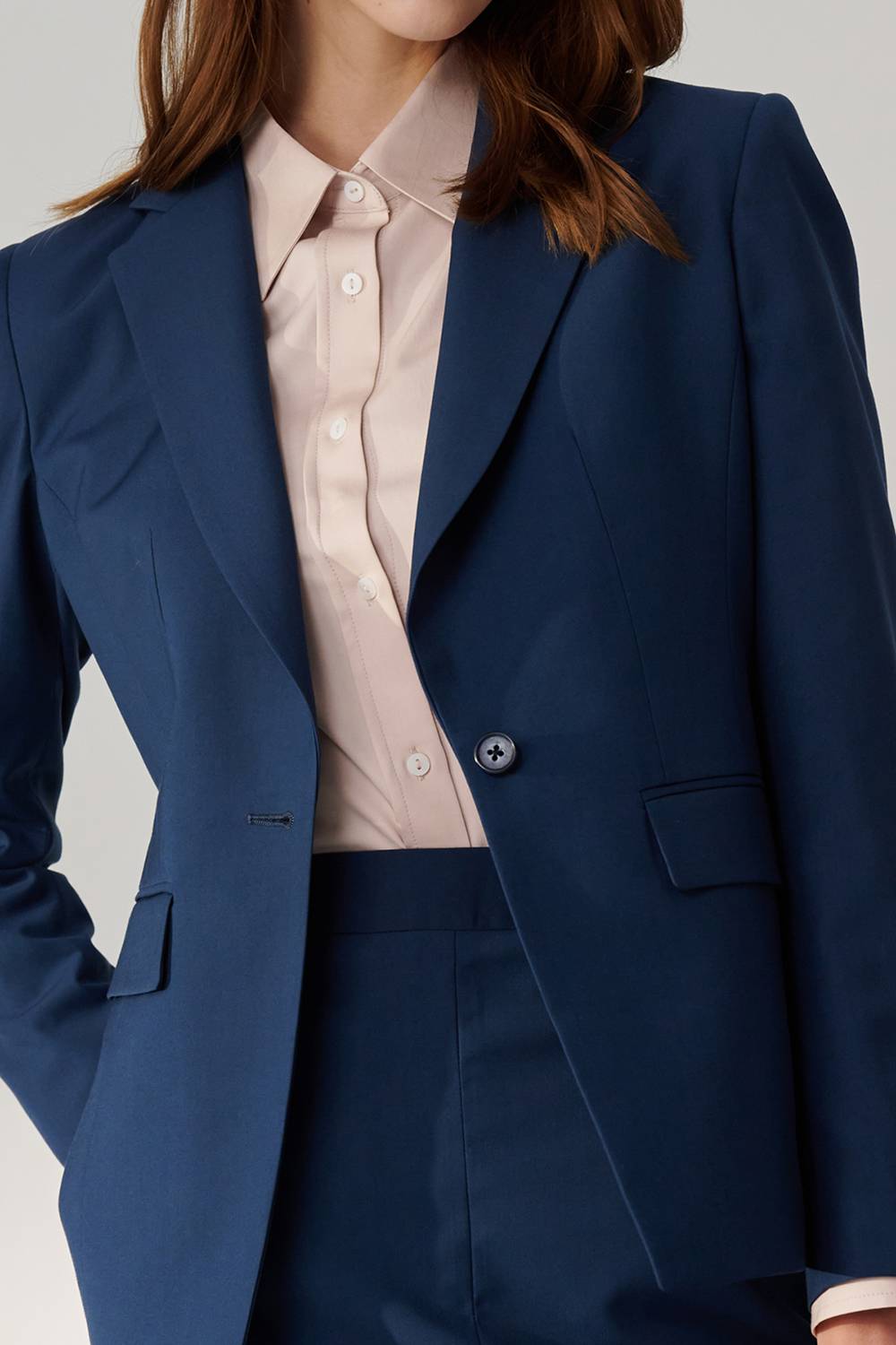 SST&C Prussian Blue Square Collar Fitted Suit Jacket | 01012408003_6