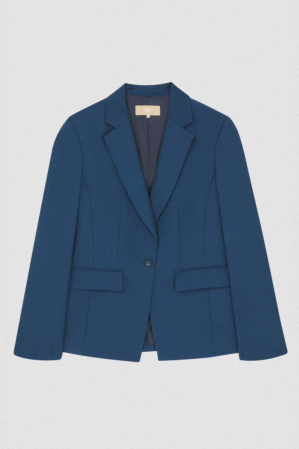 SST&C Prussian Blue Square Collar Fitted Suit Jacket | 01012408003_7