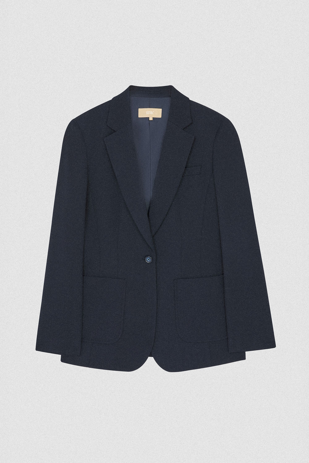 SST&C Navy Square Collar Mid-Length Suit Jacket | 01012408004_8