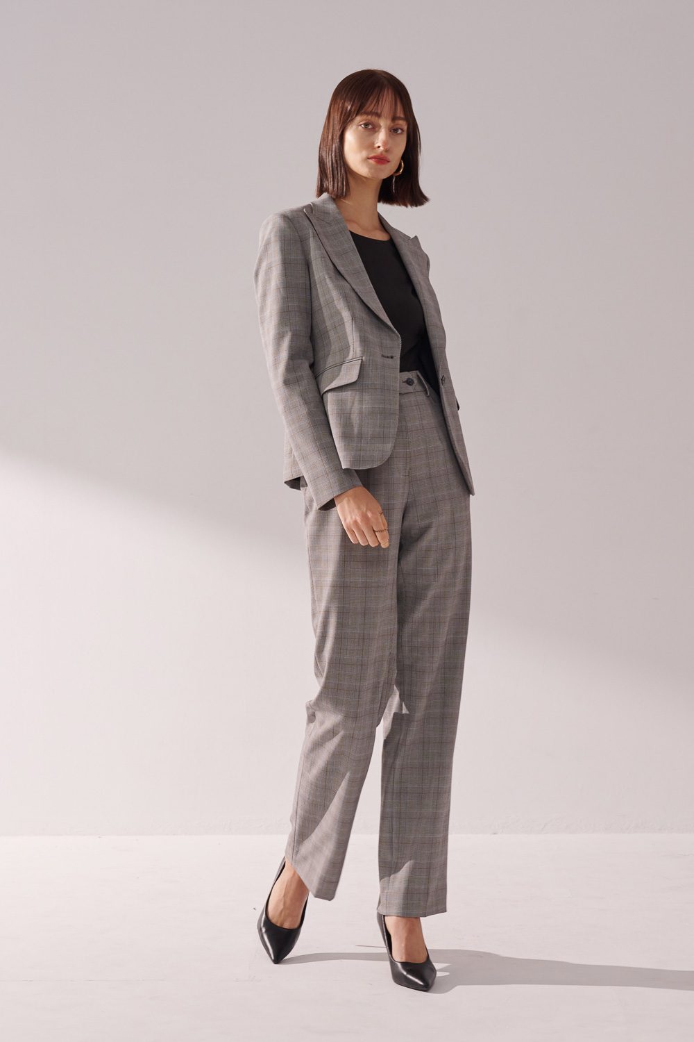 SST&C Light Gray Welsh Check Straight-Leg Suit Trousers | 01022408005_3