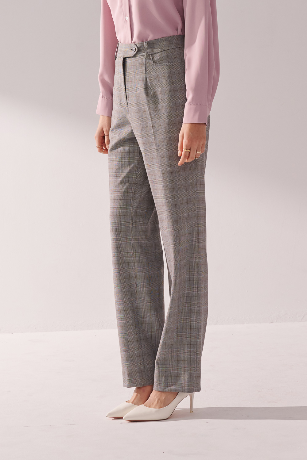 SST&C Light Gray Welsh Check Straight-Leg Suit Trousers | 01022408005_4