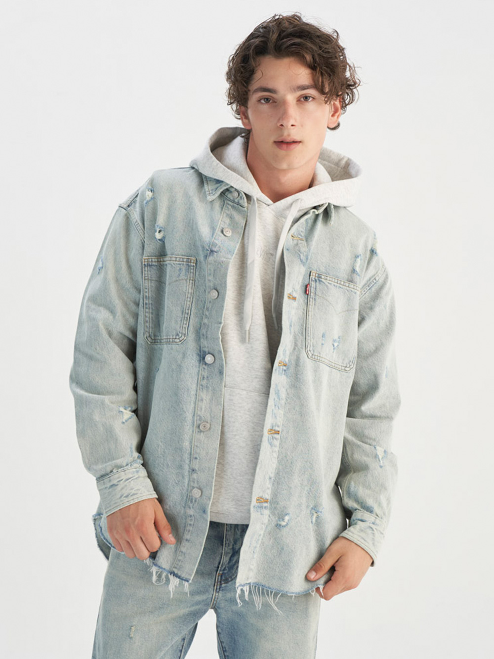 Levi’s® 男款 抓破 貓鬚 襯衫外套 牛仔外套  熱賣單品