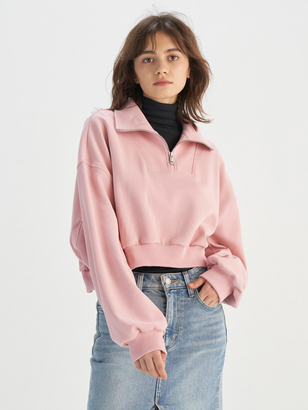 Levi’s® 女款 短版長T 長袖上衣 1/4 拉鍊 熱賣單品