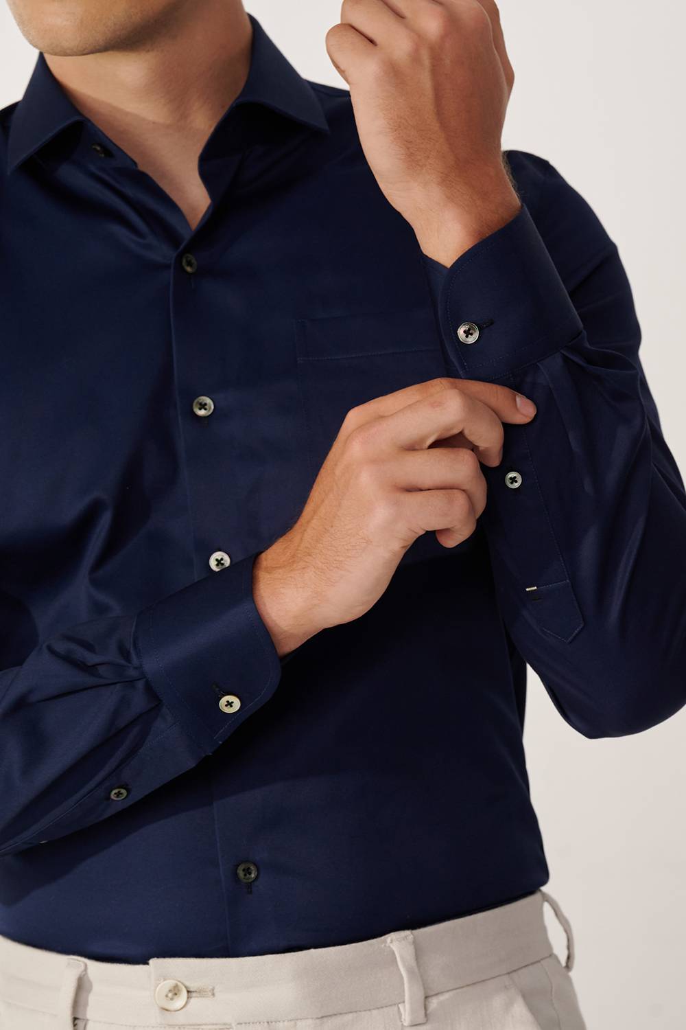 SST&C #Milan Series  Navy Plain Slim Fit Shirt | 00062409001_4