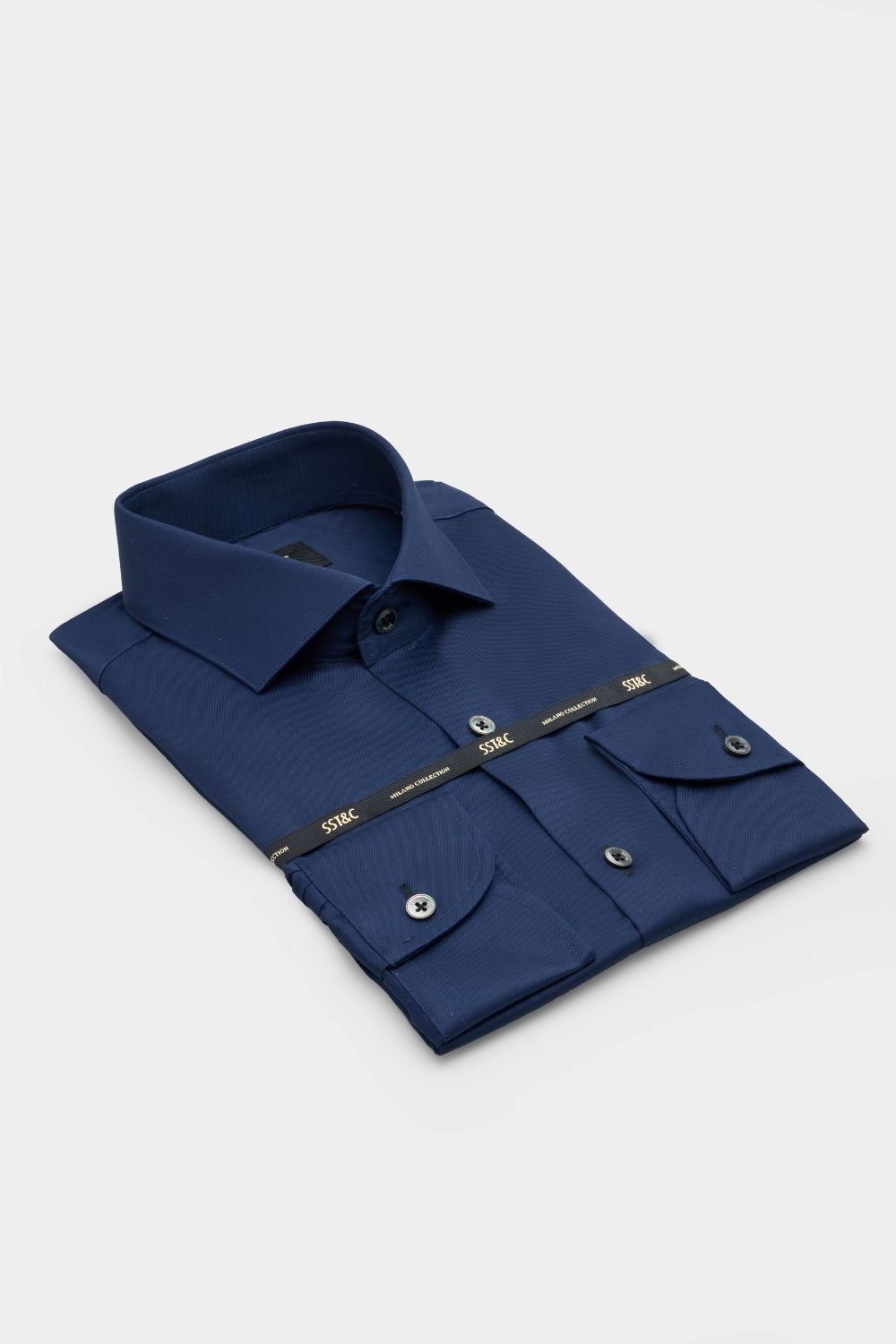 SST&C #Milan Series  Navy Plain Slim Fit Shirt | 00062409001_5