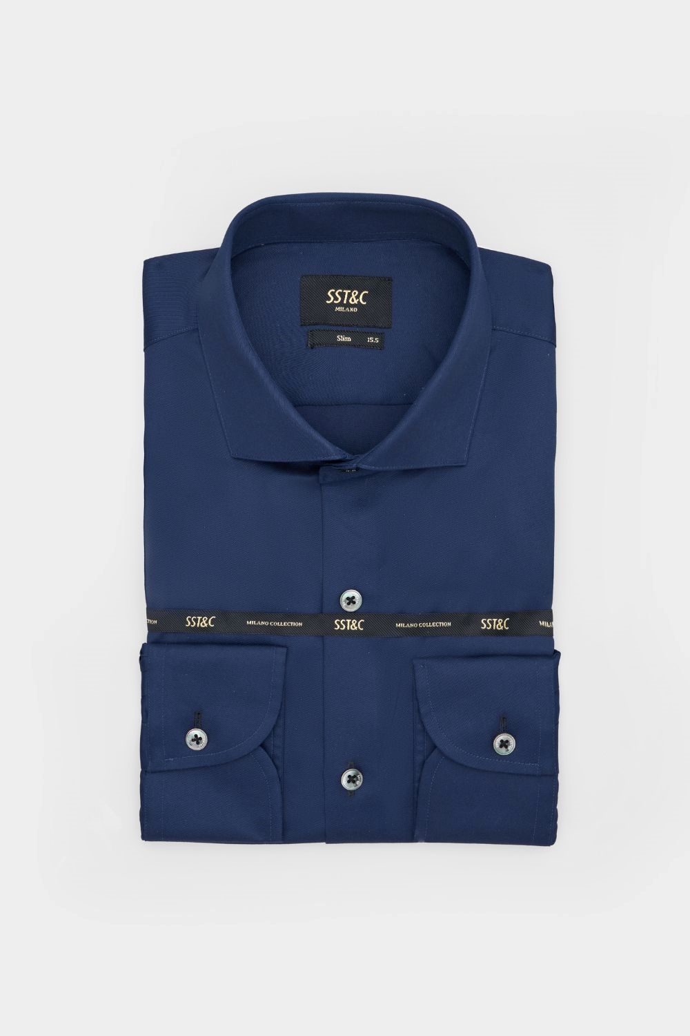 SST&C #Milan Series  Navy Plain Slim Fit Shirt | 00062409001_6