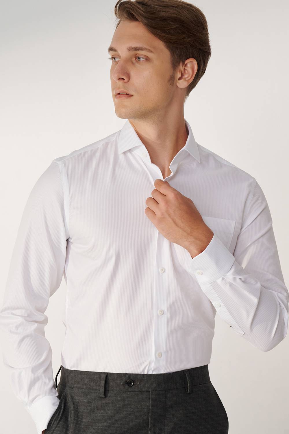 SST&C #Milan Series  White Straight Slim Fit Shirt | 00062409002_1