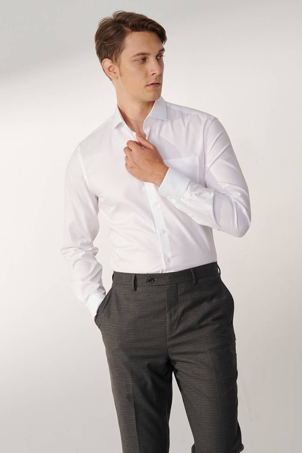 SST&C #Milan Series  White Straight Slim Fit Shirt | 00062409002_2