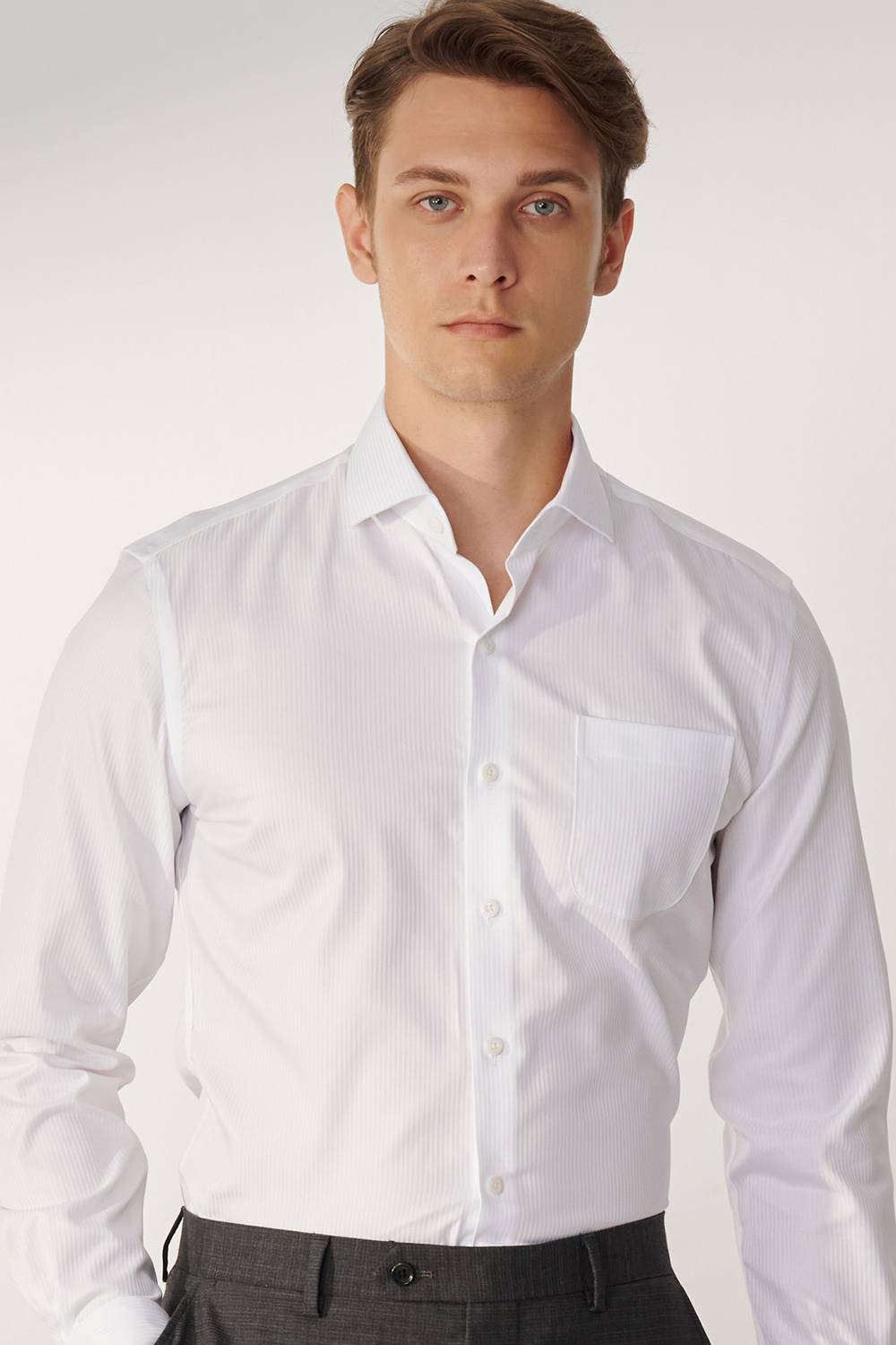 SST&C #Milan Series  White Straight Slim Fit Shirt | 00062409002_3